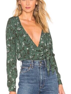 Capulet x Revolve Daria Bodysuit Caspia Green Floral Print - Medium